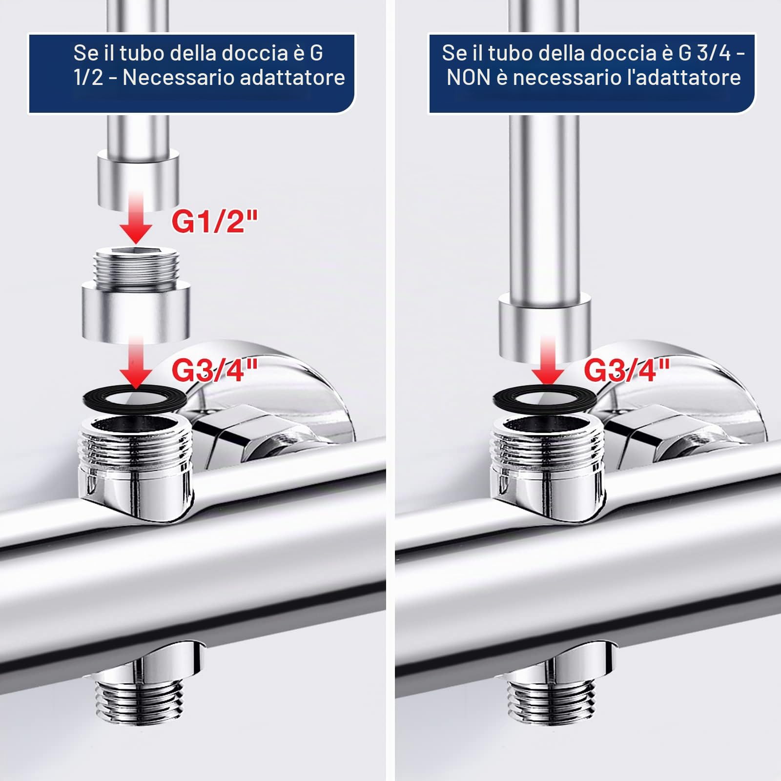 Rubinetto per doccia con termostato, 2 prese, miscelatore, superiore a 3/4 "BSP+" inferiore 1/2"BSP, pulsante di sicurezza a 38 °C, in ottone