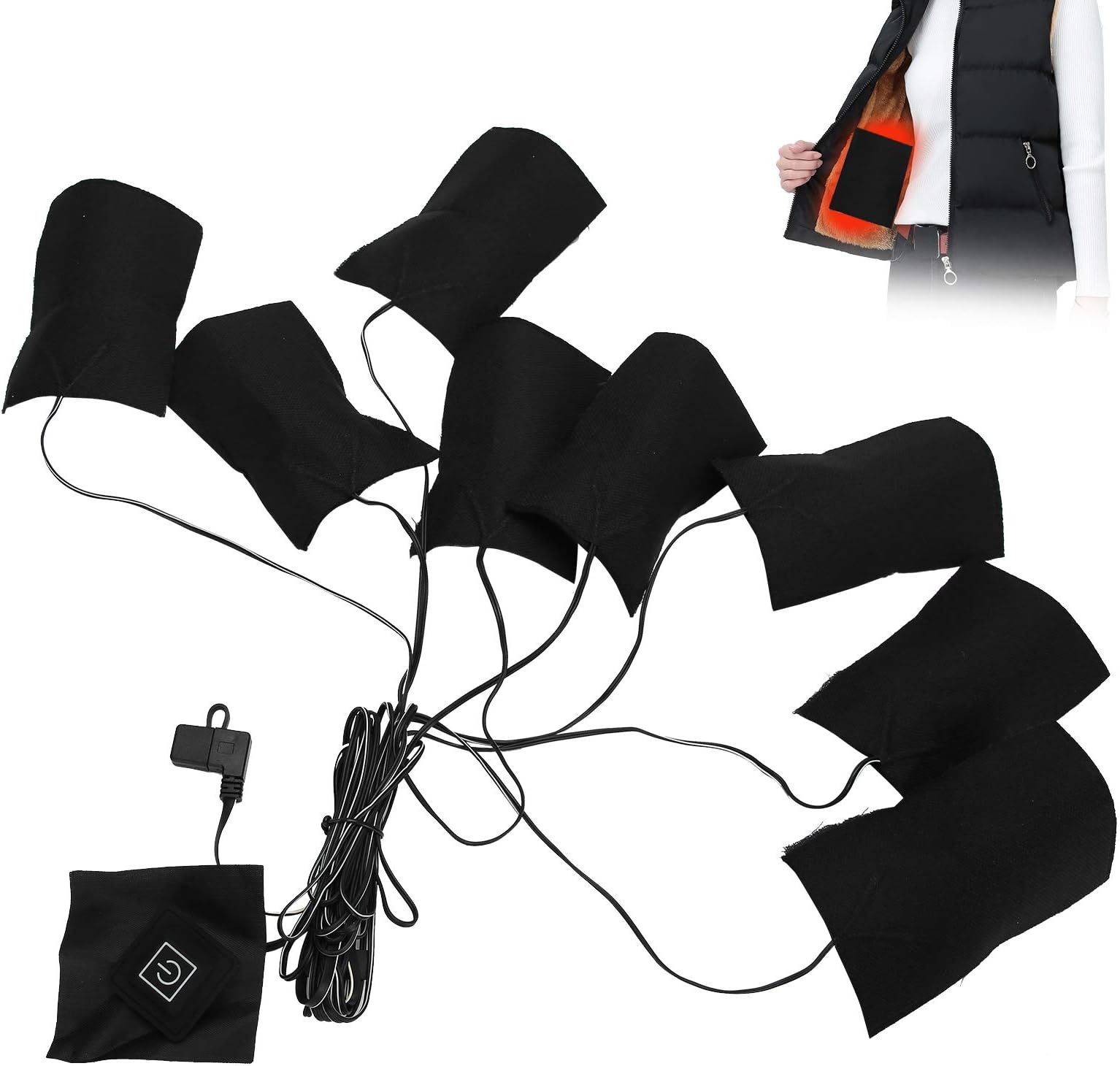 Electric Heating Pad, USB Electric Heating Pads Cloth 3 Gears Clothes Vest Cloth Heat Pad Clothes Jacket Pads Heater Sheet Electric Cloths Set for Outdoor Winter Camping Night