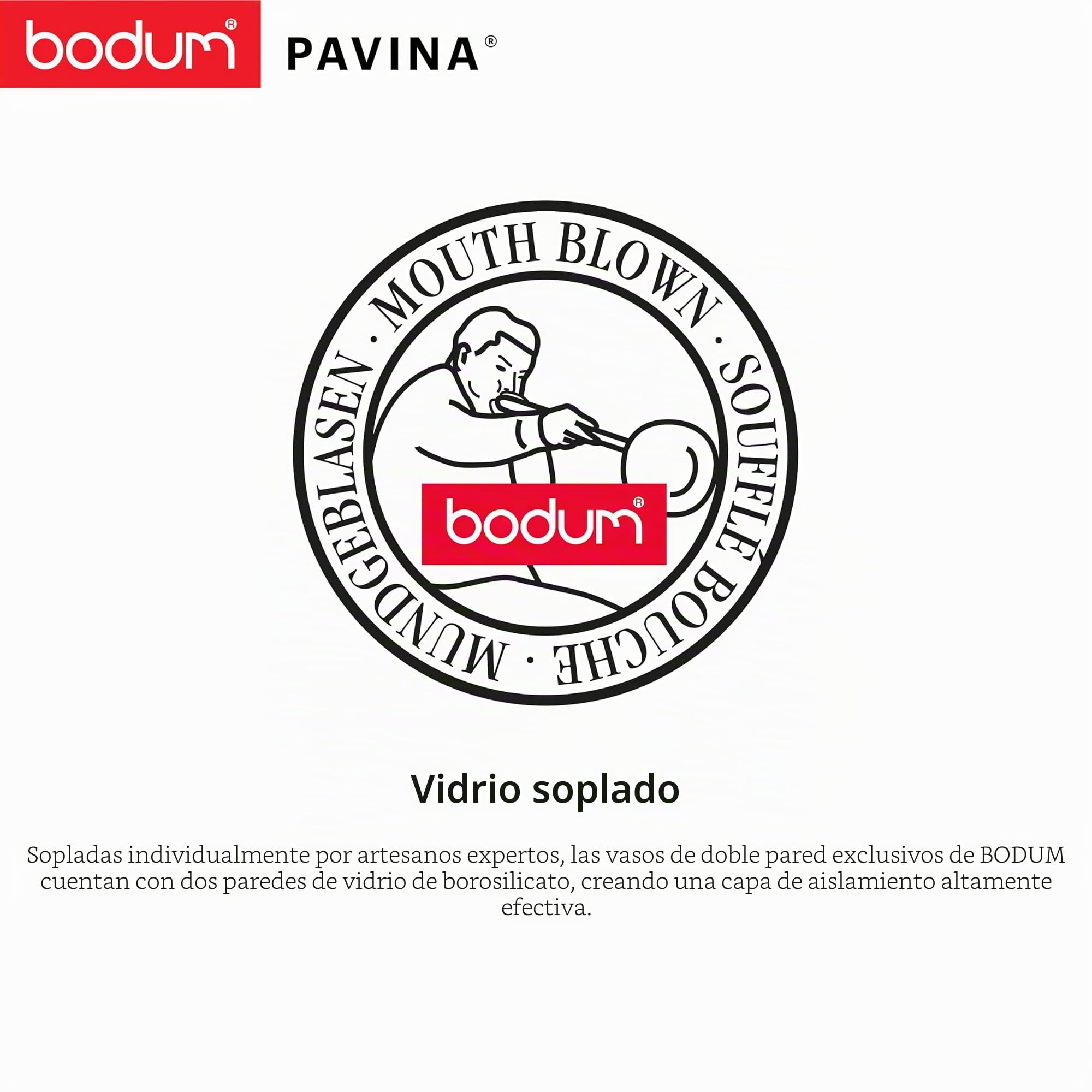 Bodum Pavina - Set de 6 Vasos térmicos, 0,35 l, borosilicato, Transparentes
