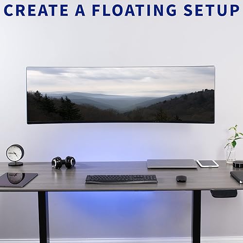 Miniatura 5 de VIVO Soporte de pared neumático de aluminio de alta calidad para 2 pantallas de hasta 27 pulgadas o 1 ultra ancho de hasta 49 pulgadas placas VESA