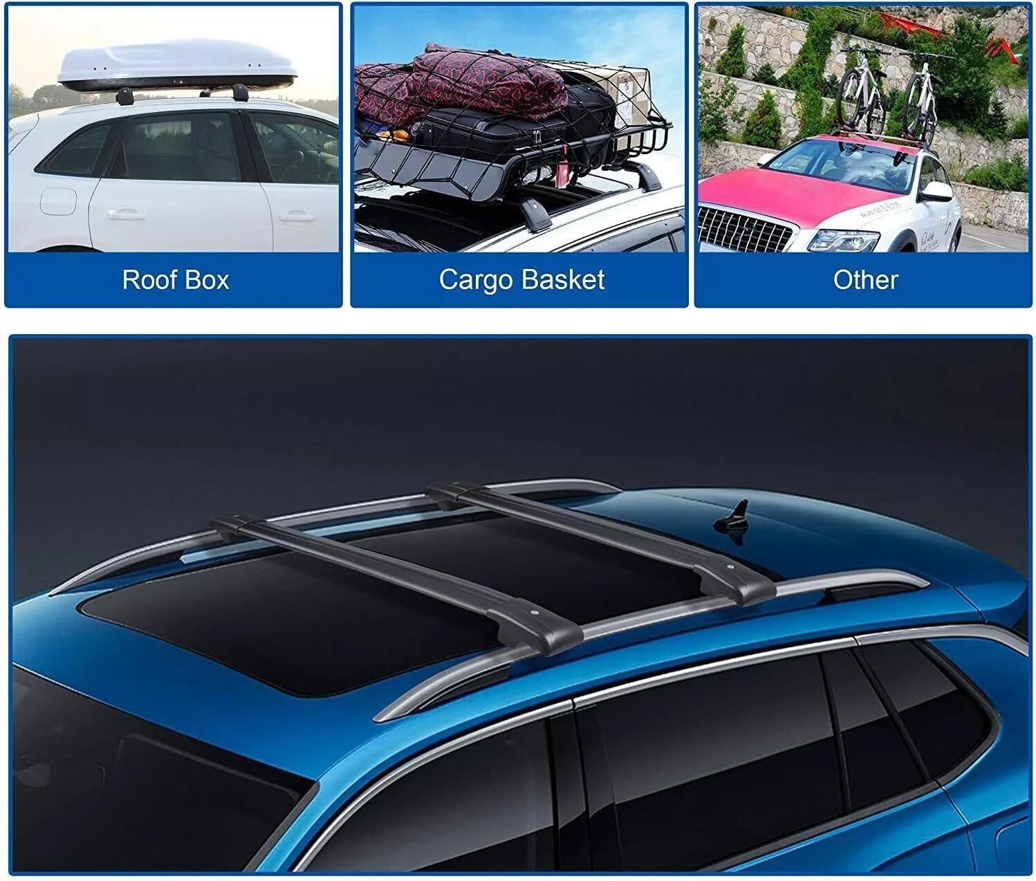 2PCS Black Nerf Bars Top Roof Rack Crossbar Fits for Hyundai Palisade 2026 Cross Bar Roof Rack Black Lockable
