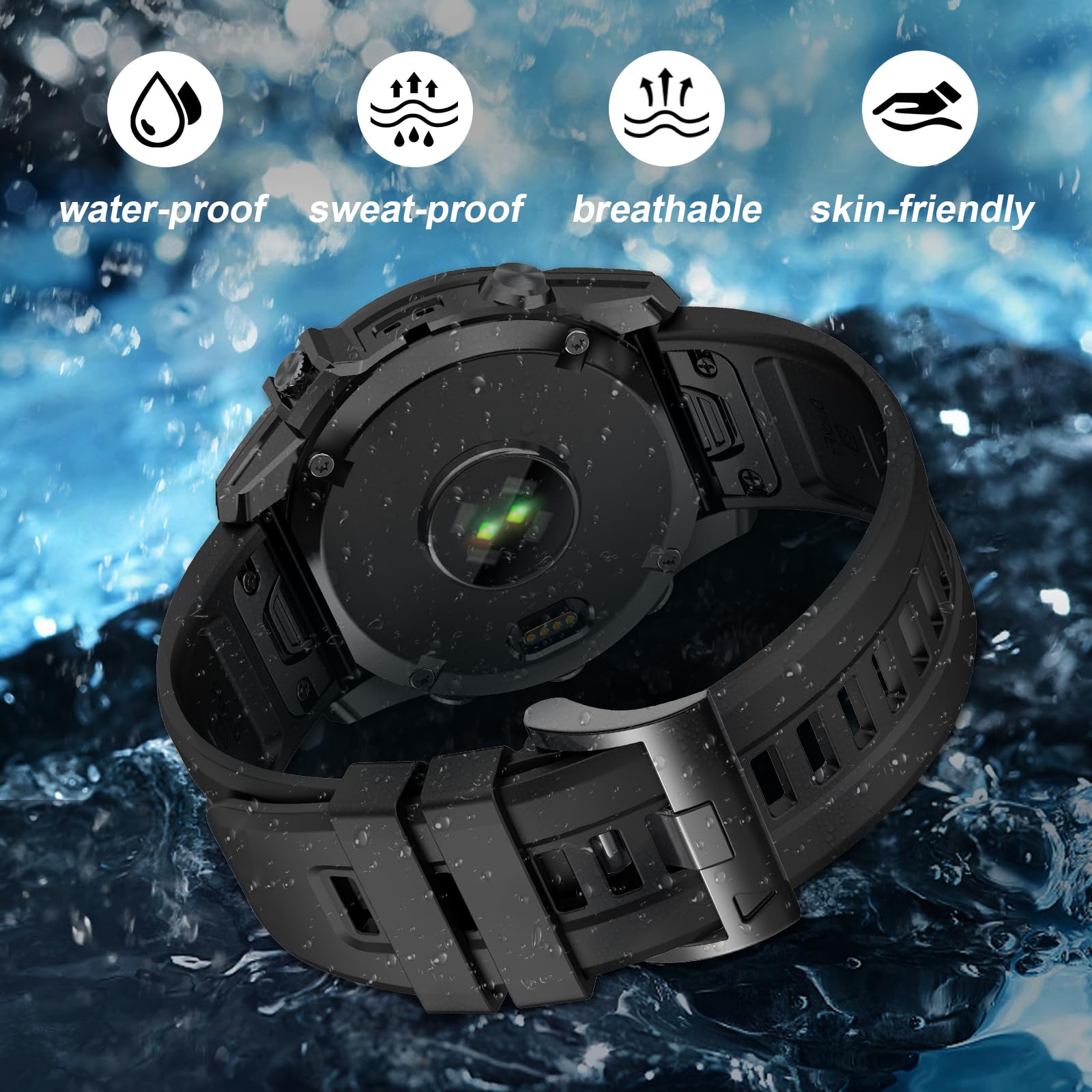 EZMVZKU 22mm Quickfit Cinturino in Silicone per Garmin Fenix 8 47mm/Fenix E/7/7 Pro/6/6 Pro/5/5 Plus,Cinturino di Ricambio Sportivo per Descent G1 Solar/Forerunner 965 935/Approach S70 47mm/S62/S60