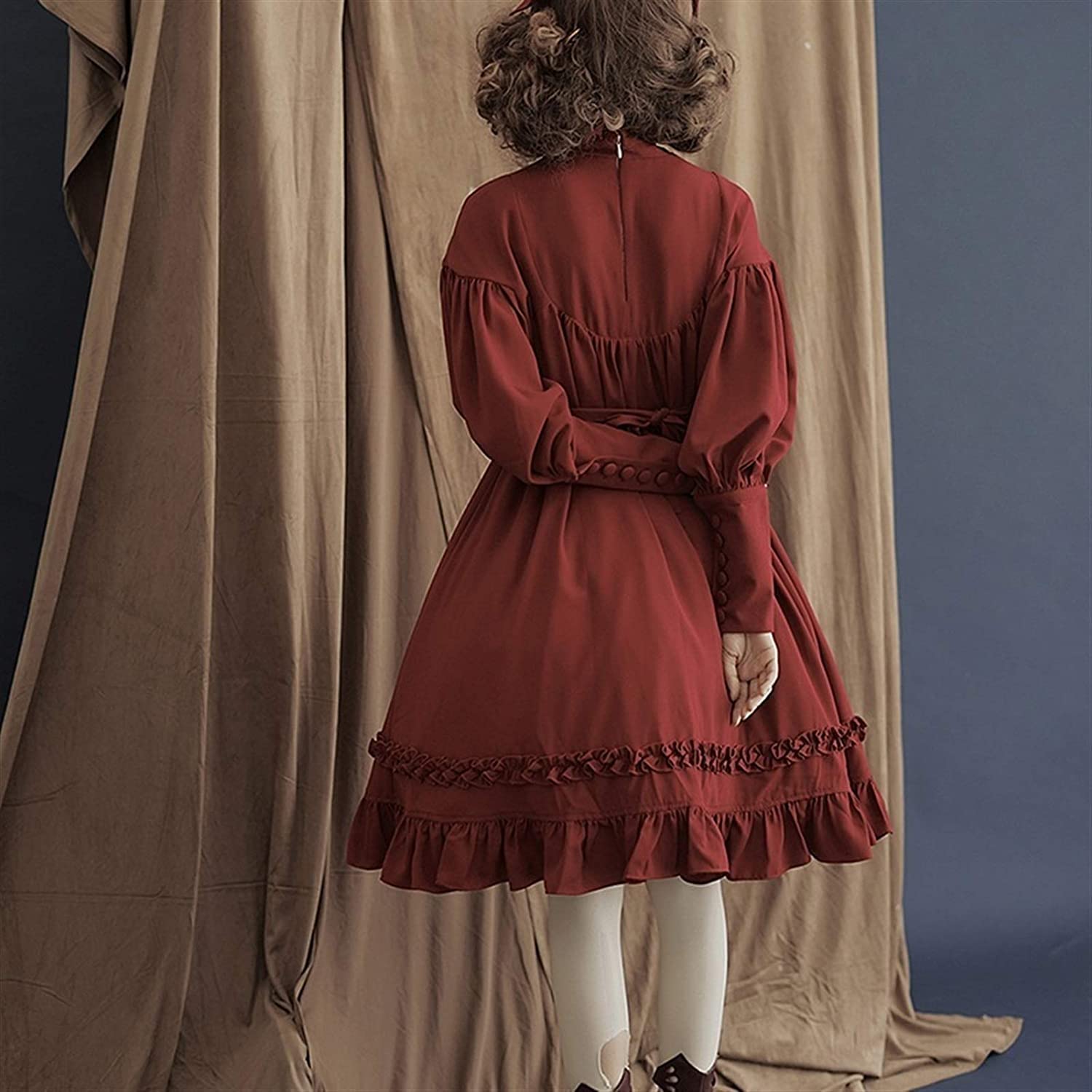 Cosplay Sukienka Lolita Japońskie Miękkie Czarne Sukienki Bawełniane Damskie Księżniczka Sukienka Kostium Dziewczęcy (Color : Wine Red, Size : 3XL)