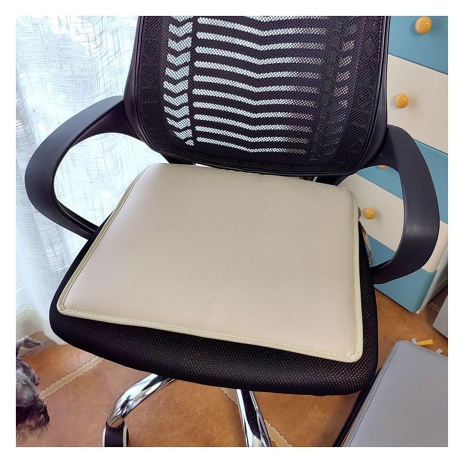 ksxnkhk (Set Of 1/2/4) Waterproof Faux Leather Seat Cushion, Dining Chair Cushion Non-slip Office Chairs Square Cushions(Beige,45 * 45cm(Set 2))