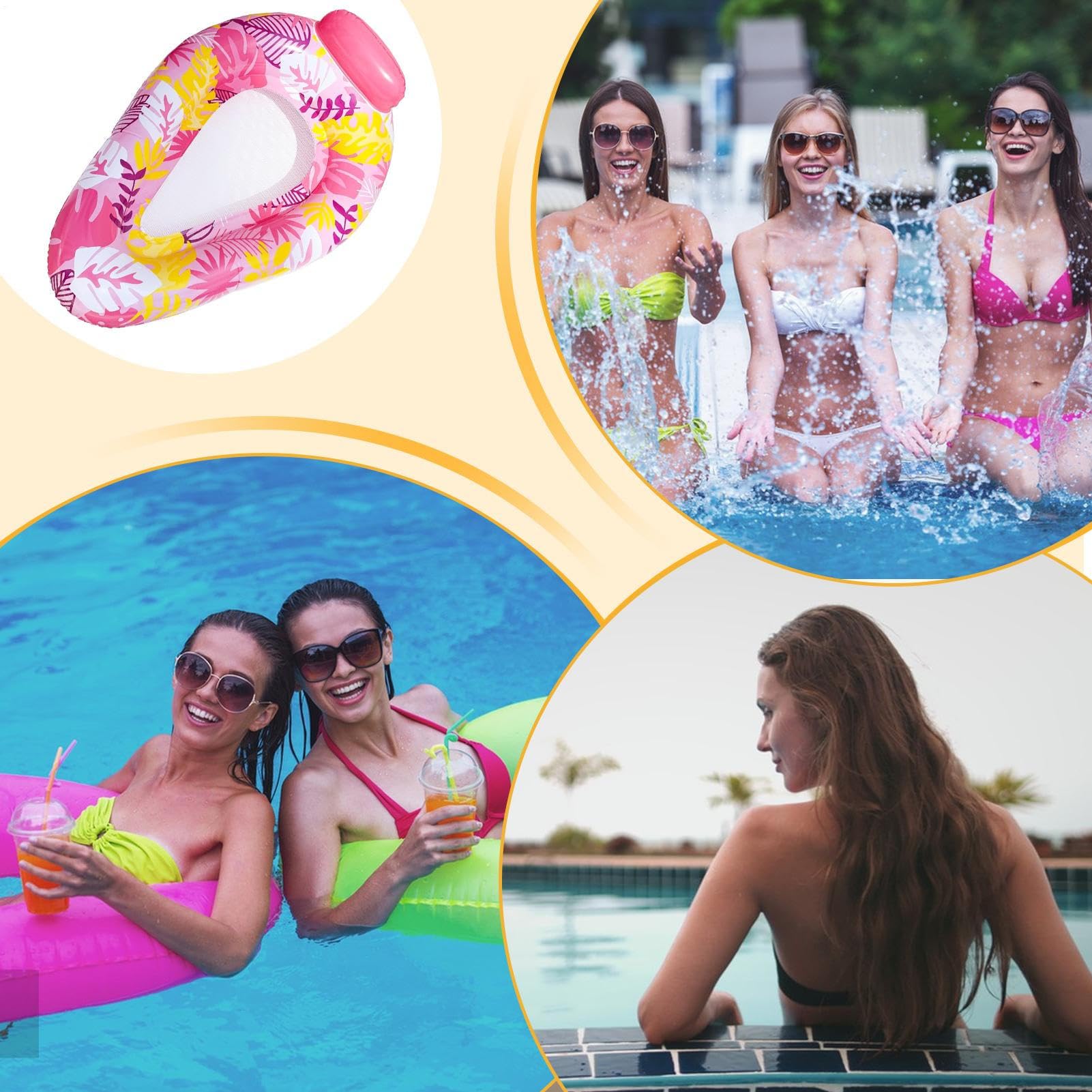 Generisch Bouées Piscine - Bouée Gonflable Pour Bassin | Tapis De Natation Pour Femmes Hommes | Bain De Plage Piscine Rivière Jardin, Hamac Flottant Confortable Multicolore
