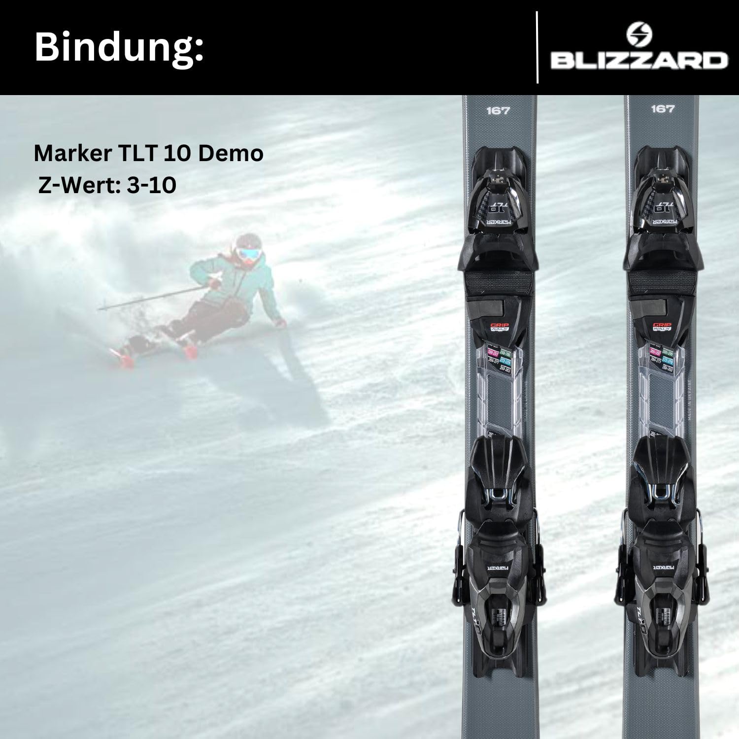 Ski Alpin Blizzard WCR – Full Camber Rocker, Fixation Marker TLT 10 Demo, Pour Skieurs Avancés