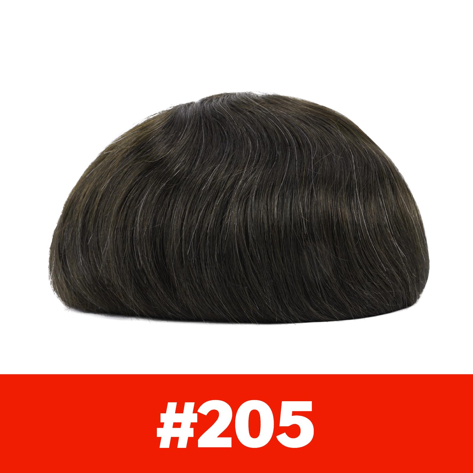Lordhair Tupet peruka męska z prawdziwych włosów, 0,08 mm, cienka skóra, rozmiar podstawowy, 20 x 25 cm, lekki system wymiany włosów średniej gęstości