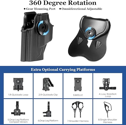 Miniatura 5 de M&P Shield EZ Holsters, funda OWB para S&W MP 0.354 in.40 Shield M2.0 3.1 pulgadasMP 0.354 in.380 Shield EZ - Liberación de dedo índice  Inclinación