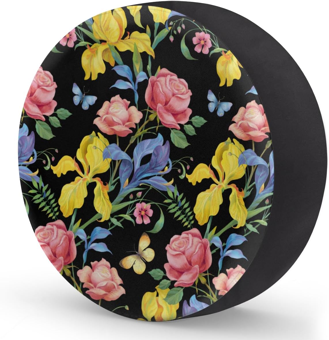 Rose Butterfly Tire Covers Portable Spare Tire Cover Soft Durable Waterproof Dustproof Set of 4 Bags 16 Inches for Car Truck SUV Trailer Camper