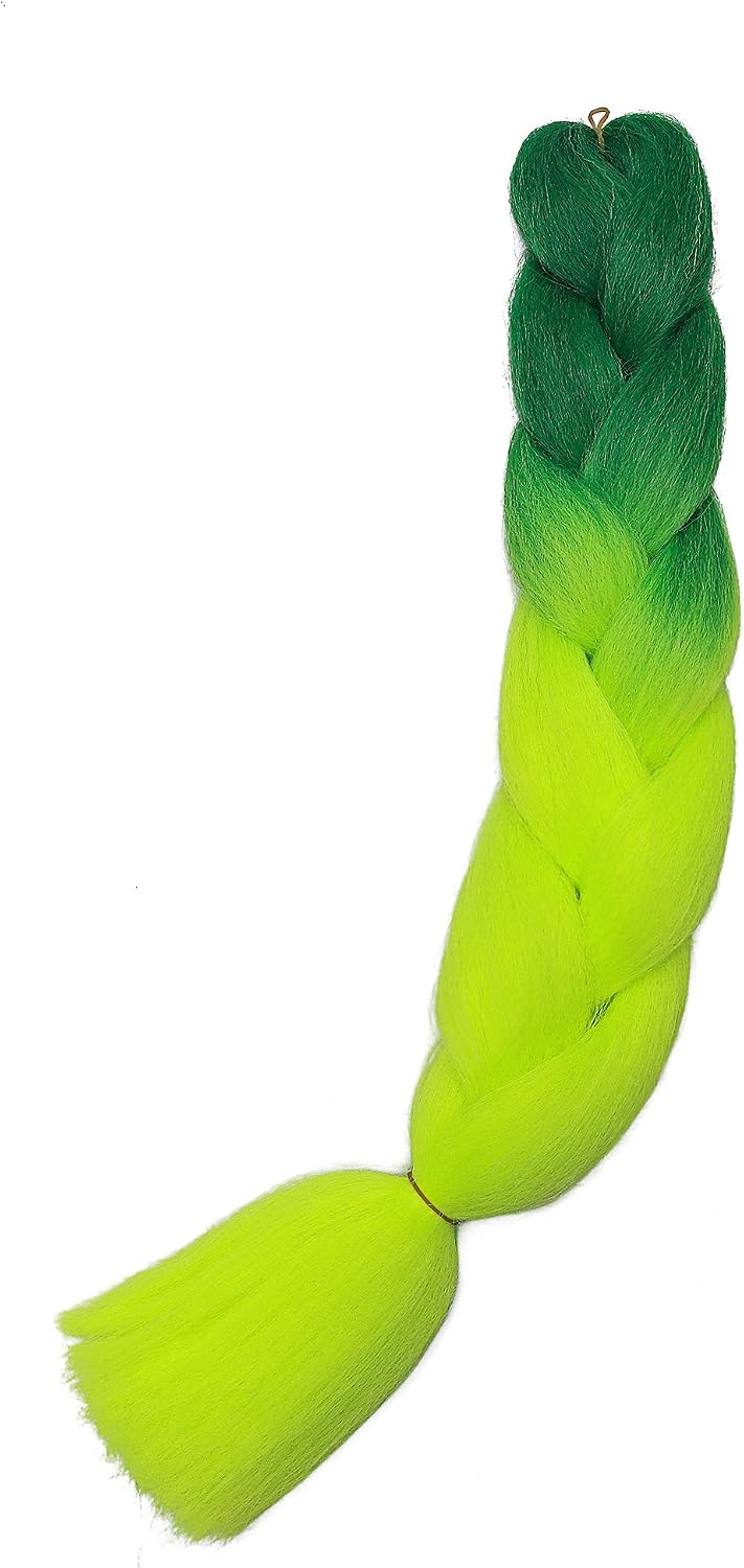 Jumbo Braiding Hair 24 inch Ombre Braid Hair Extensions Jumbo Box Braids Crochet Hair Long Rainbow Colorful for Women Kids DIY High Temperature Synthetic Fiber 5 Bundles Dark Green to Chartreuse - Image 3