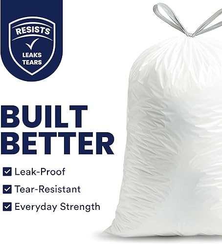 Miniatura 2 de Plasticplace Bolsas de basura de 13 galones  1.2 mil  Bolsas de basura blancas con cordón  24 x 31 pulgadas, 200 unidades (paquete de 1)