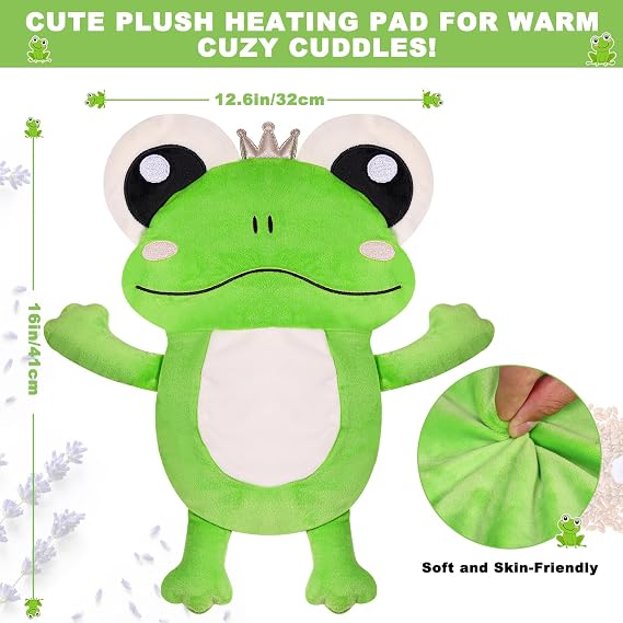 Microwave Heating Pad for Period Cramps Pain Relief, 1612 Plush, Frog