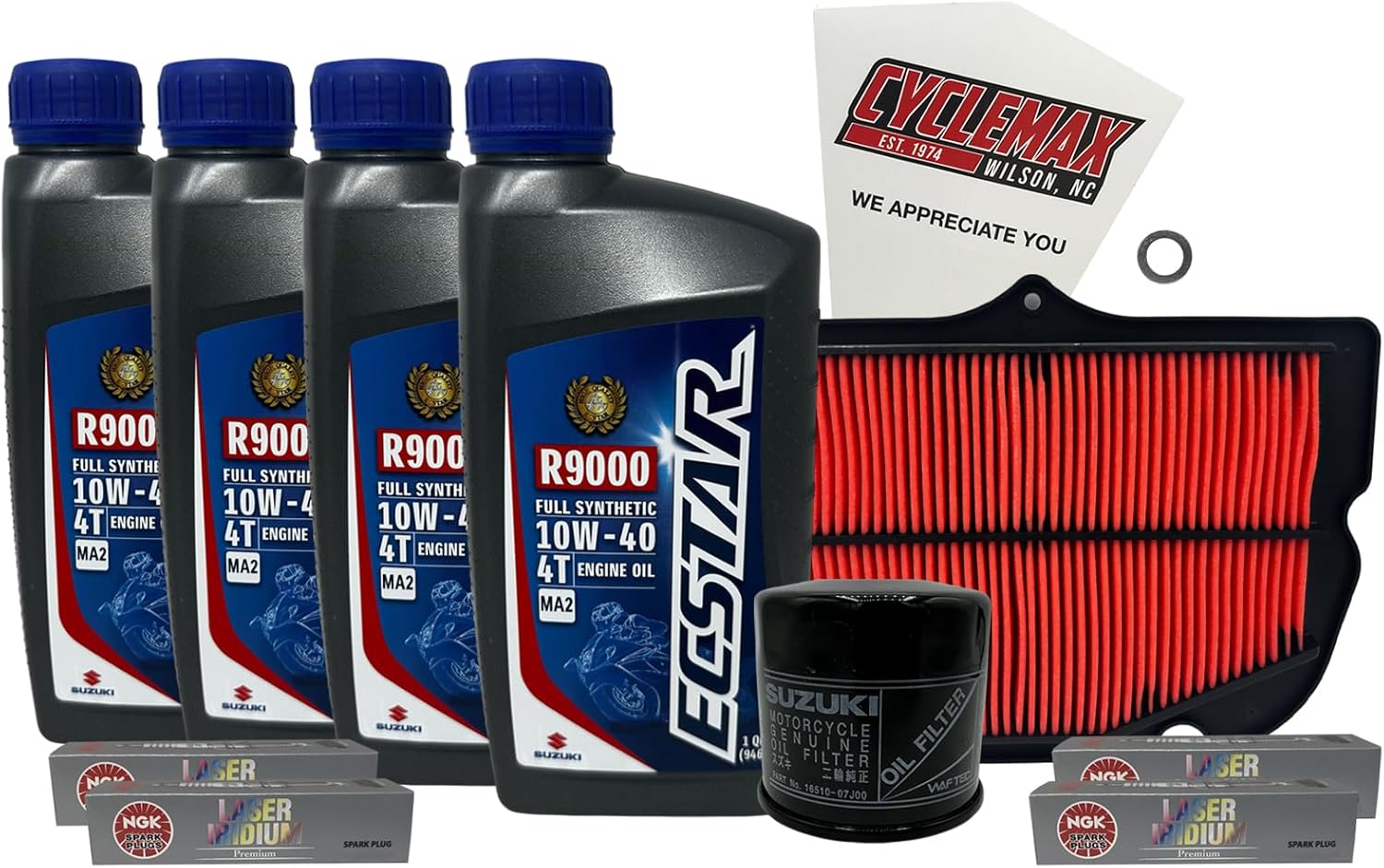 Cyclemax Full Synthetic Tune Up Kit with Spark Plugs compatible with 2008-2021 Suzuki GSX1300R Hayabusa