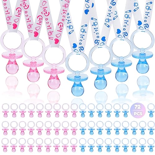 Miniatura 11 de Collar de 72 chupones de baby shower, collar de chupete de acrílico, lindo collar de chupete para baby shower, niños y niñas, regalos de fiesta,