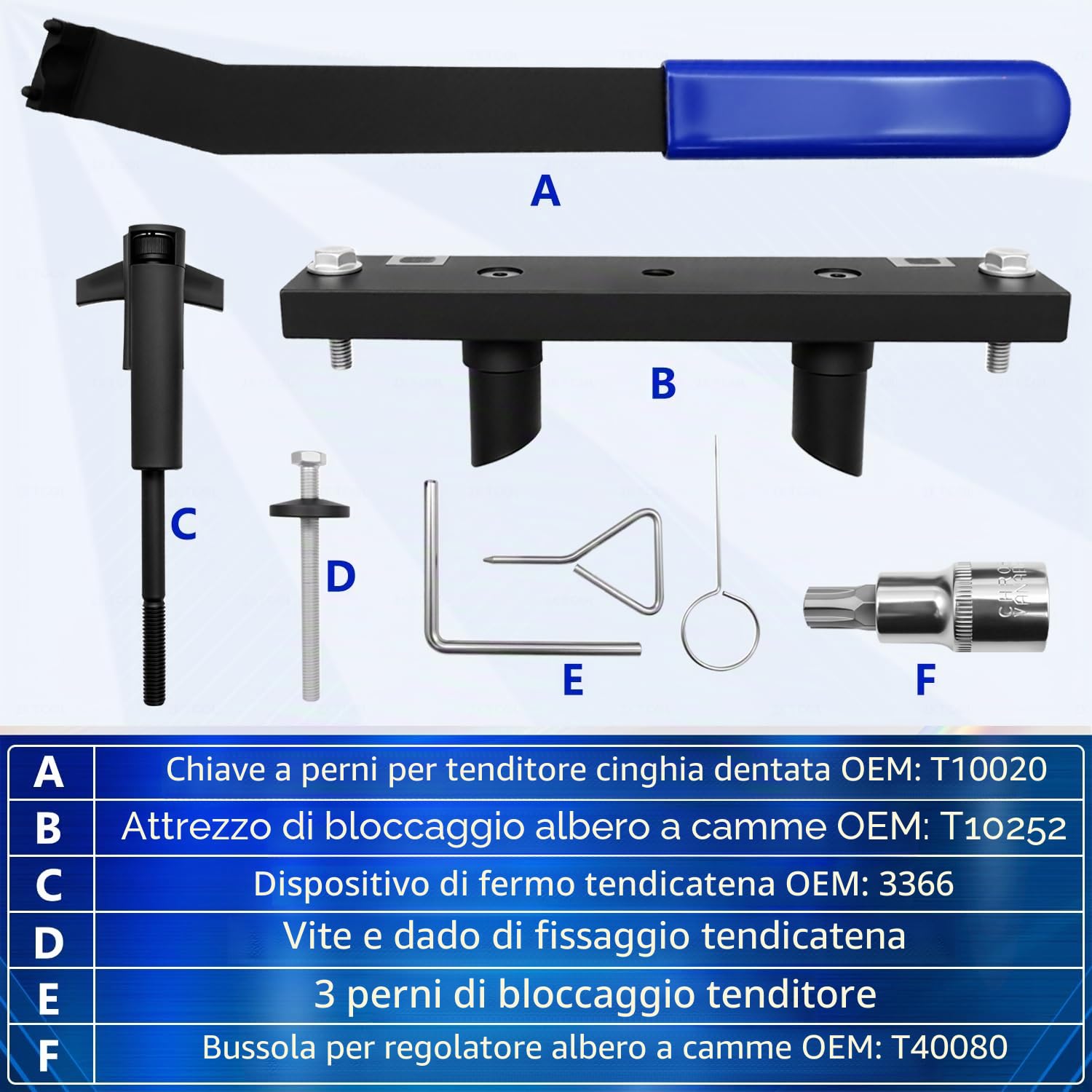 ZKTOOL Strumenti per la Distribuzione del Motore, Compatibile con Audi VW C6 A4L A6L 2.0L Turbo 2.0L FSI/TFSi BPJ CDL, OEM T10252, Bloccaggio Fasatura Allineamento Albero a Camme e Albero Motore