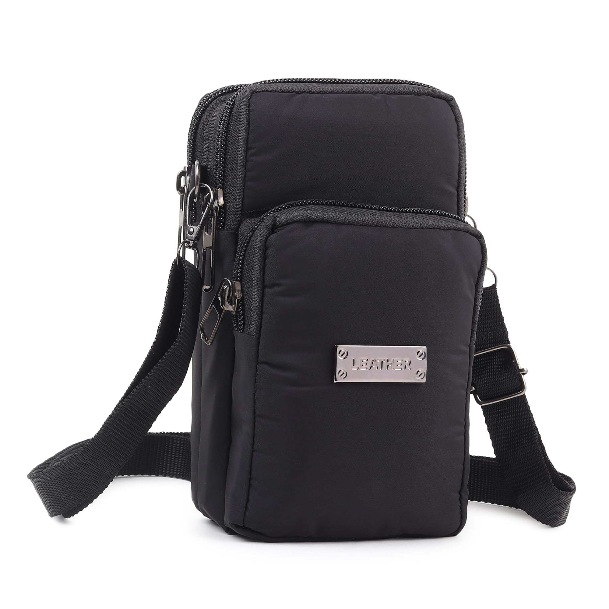 VEMILIO Women's Crossbody Sling Bag – Lightweight Mini Shoulder Bag with 3 Zippered Compartments | Adjustable & Removable Strap | Headphone Port, Wrist Band | Travel Purse for Phone & Essentials-image-4
