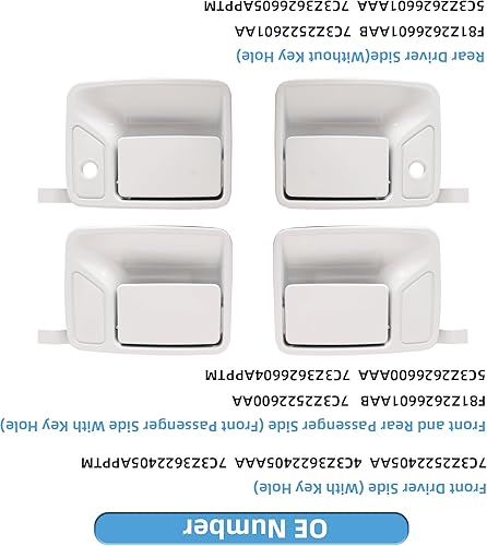 Miniatura 3 de Manija de puerta exterior, para camioneta Ford F250 F350 1999-2016, manijas de puerta delantera trasera e izquierda derecha blanca Oxford, OE#