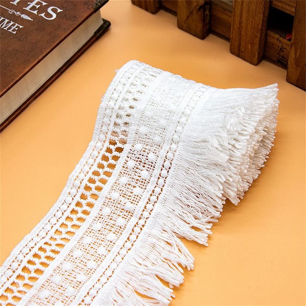 Générique Dentelle Tissu Ruban Frange Vêtements Robe Rideau Canapé Tissus De Bricolage Faits À La Main pour Coudre des Vêtements (Couleur : Blanc, Taille : 7CM) (Blanc 7CM)