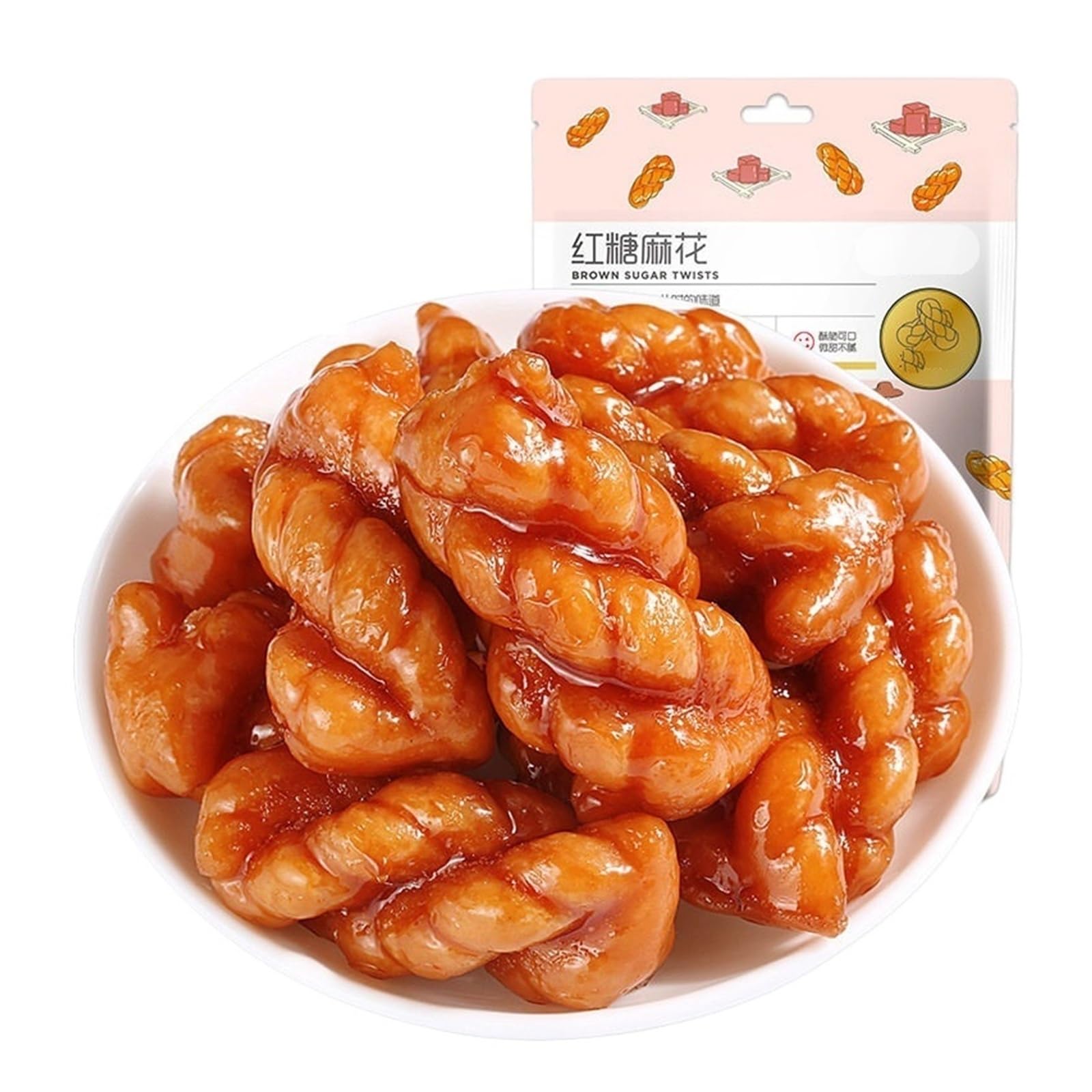 Ciambelle allo zucchero di canna da 70 g, classica forma attorcigliata vecchio stile, ricco aroma dolce, perfette for la colazione o come spuntino(6bag)
