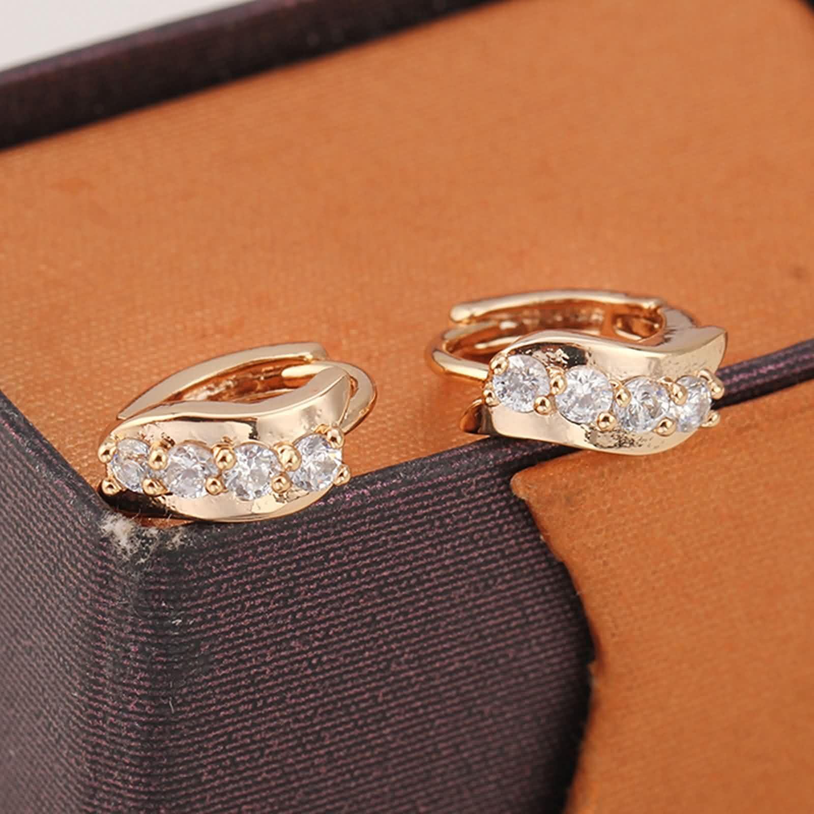 AMDXD Au585 - Pendientes de aro para mujer con moissanita, oro de 14 quilates, joyas pequeñas de oro real
