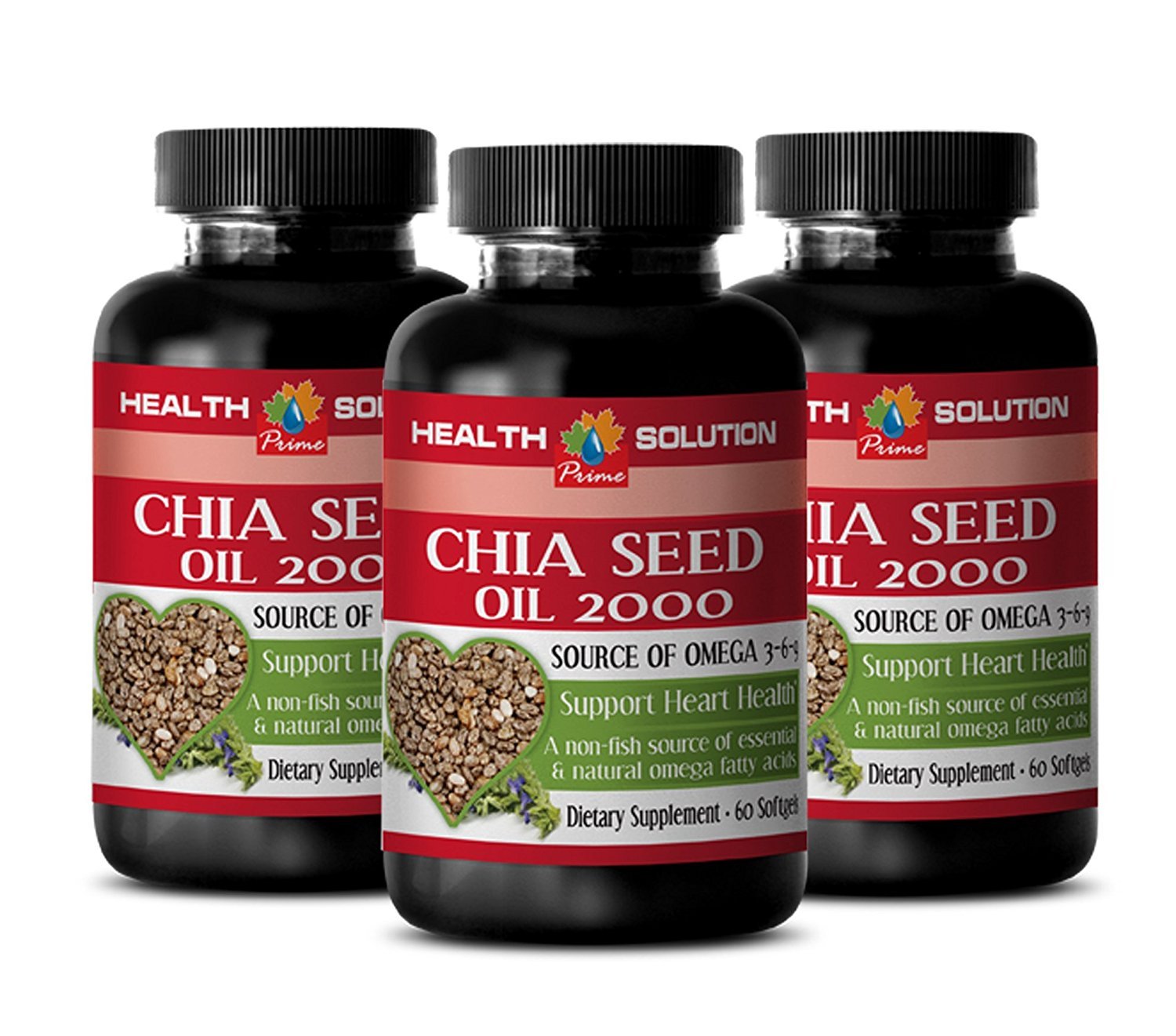 Chia Oil softgels - CHIA Seed Oil 2000 - chia Seed Oil Organic Cold Pressed - chia Seeds Organic, chia Seed Oil Omega, chia Oil for Hair, chia Oil for face, chia Seed Oil softgels - 3 Bot 180 Caps