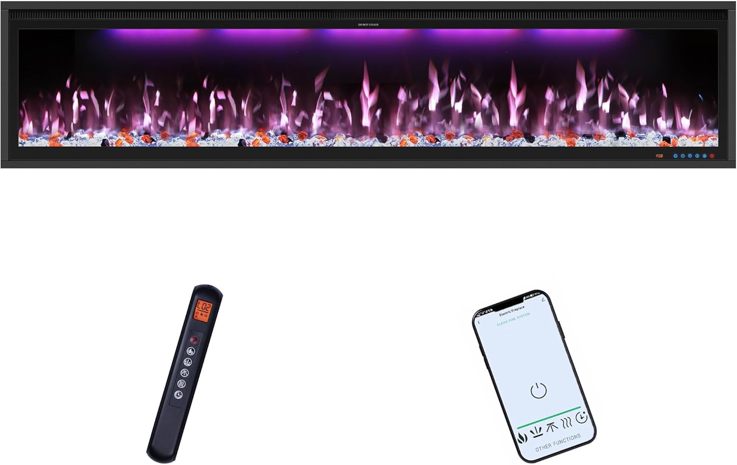 74" Smart Electric Fireplace Inserts,Slim Fireplace with APP Control & Remote Control& Touch Panel,13 Adjustable Flame Color&13 Fuel Bed Colors,750W/1500W,Black