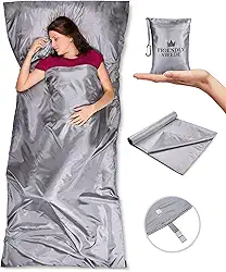 The Friendly Swede Forro de saco de dormir — Saco de dormir adulto ultraleve de poliéster ou microfibra para clima frio; lençóis de viagem finos para hotel; lençóis de acampamento; saco de dormir de