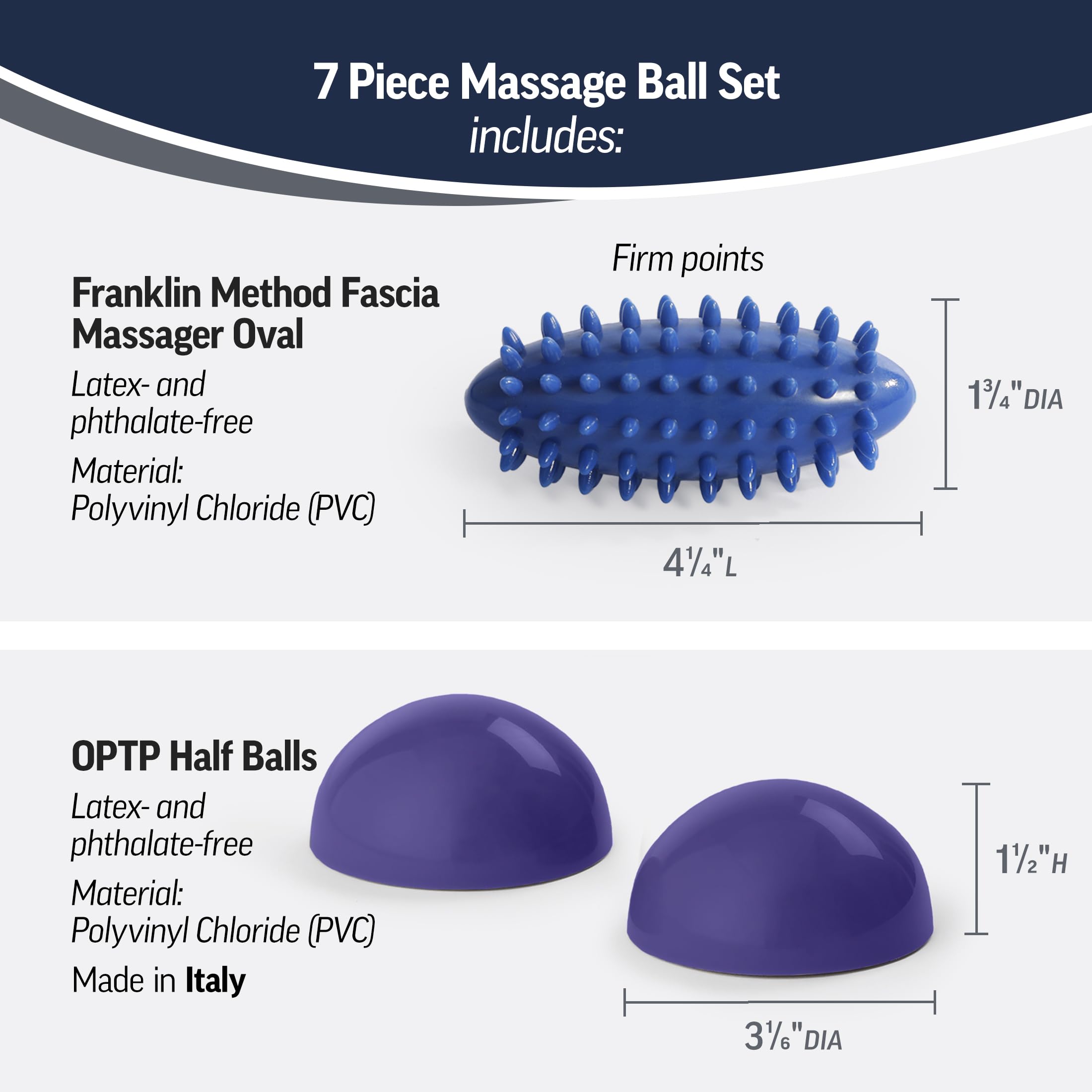 Set di 7 palline da massaggio, kit di auto-massaggio per sollievo muscolare dolorante e rilascio miofasciale