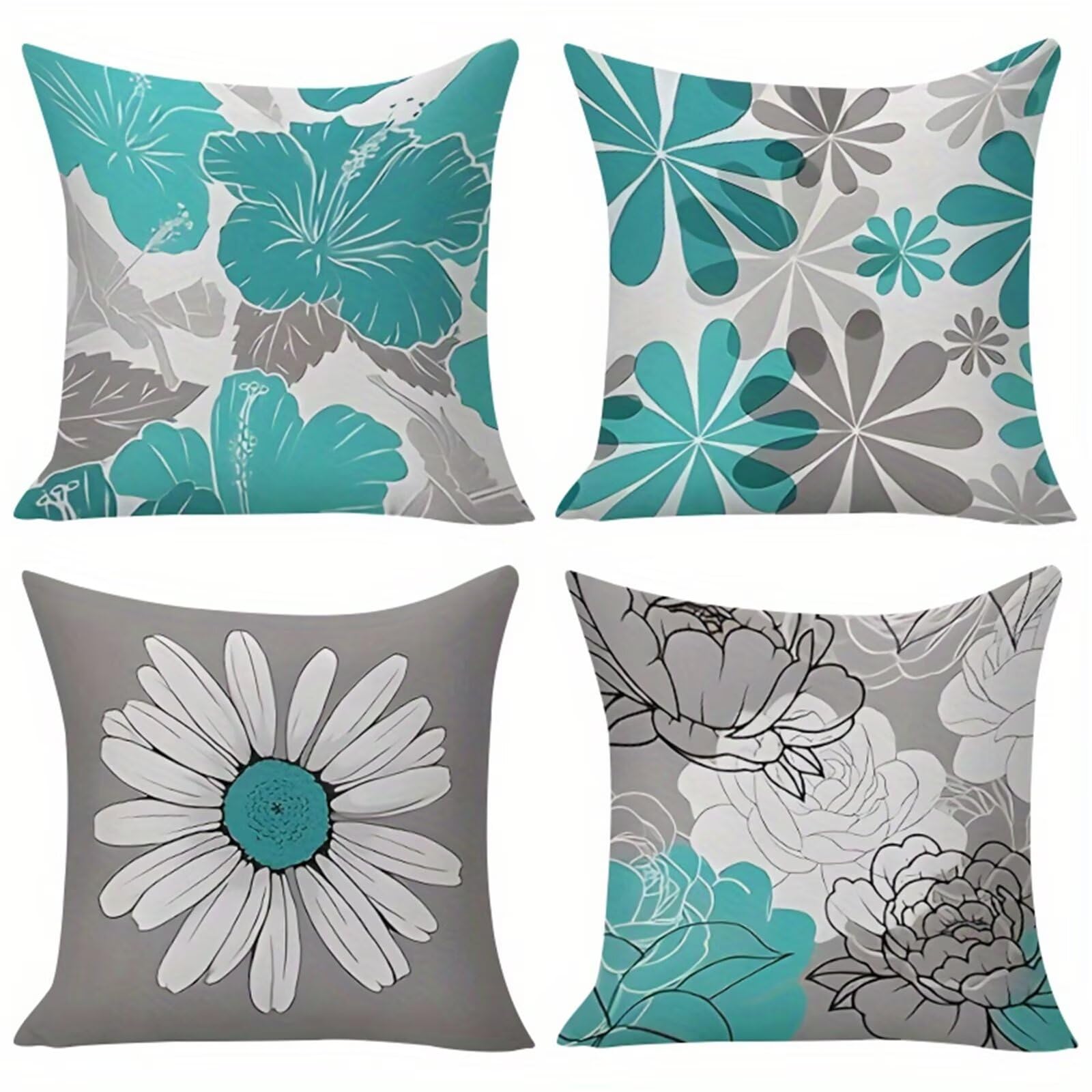Taie d'oreiller carré en lin 45x45 lot de 4 housses de coussin lavables salon