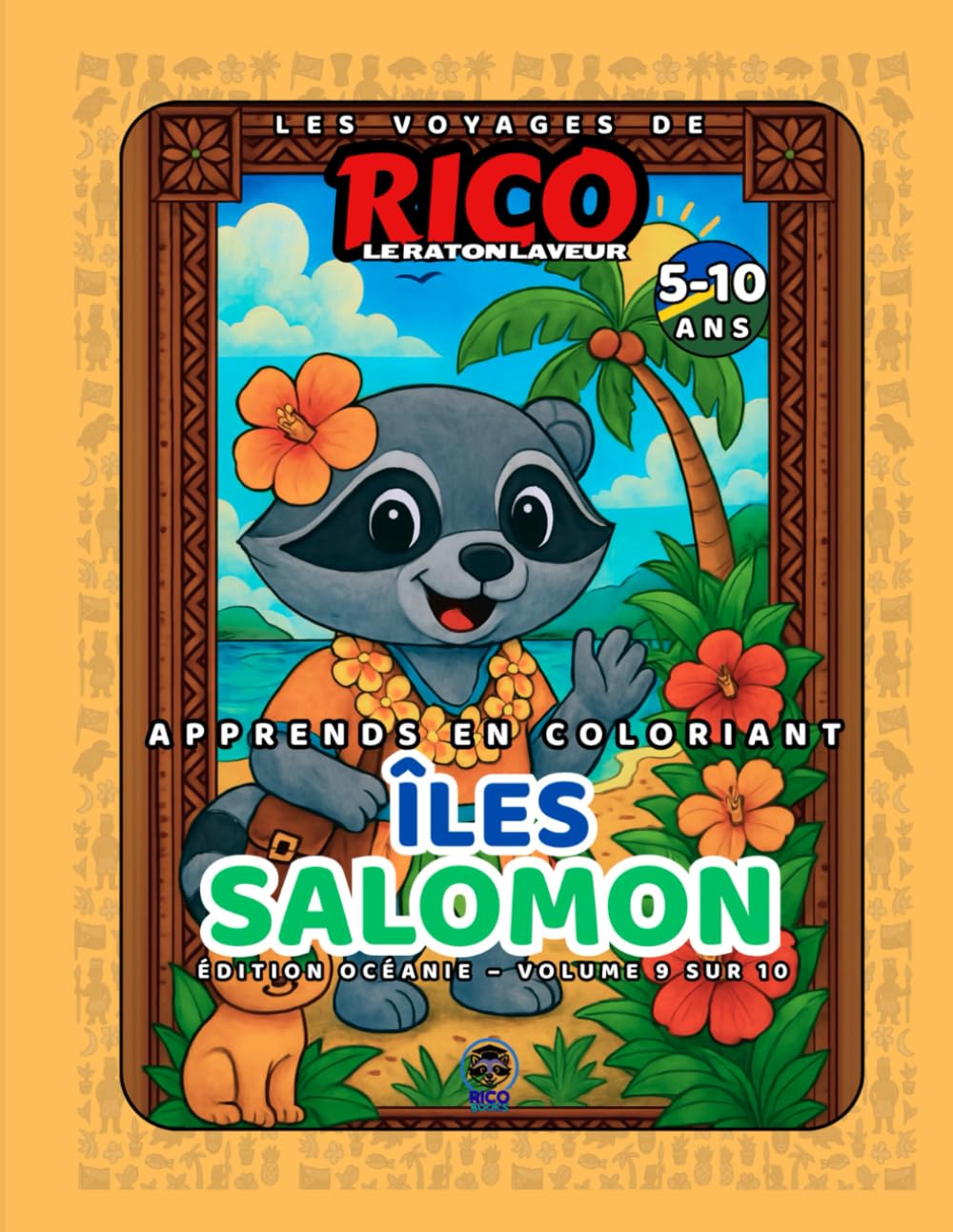Îles Salomon – Livre de coloriage éducatif pour enfants (5–10 ans) | Les Voyages de Rico le Raton Laveur – Volume 9