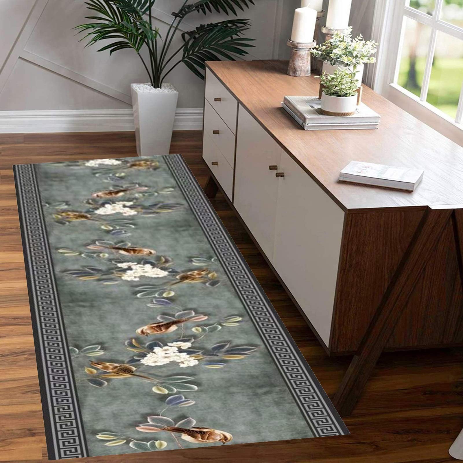 Tapis de couloir pour entrée et cuisine tapis de passage floral chic