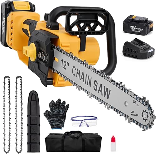 Motosierra inalámbrica de 12 pulgadas compatible con baterías Dewalt de 20 V MAX con cadena de repuesto, motosierra a batería para cortar madera,
