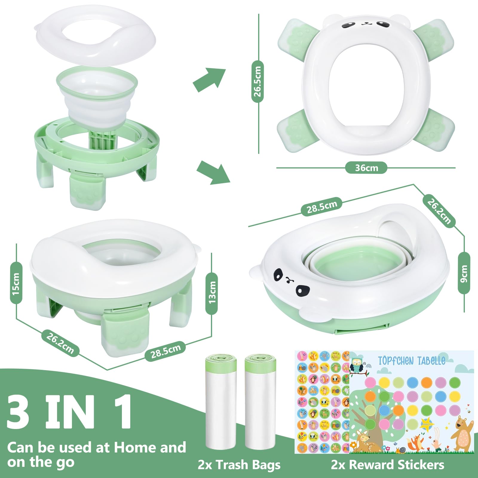 Pot Pliable Portable Enfant Voyage, Pot de Voyage Enfant, Pot Bebe Toilette Portable Enfant, avec 40 Sac, Potty Training Seat, Toilette Pot WC Enfant, pour Voyage, Camping,Voiture,Extérieur