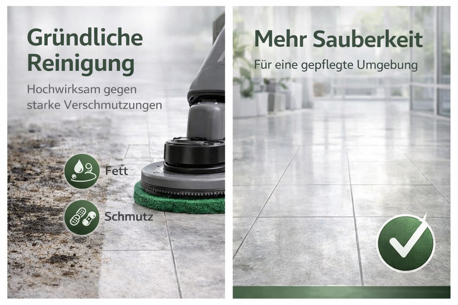 Scheuerpads dick Grün 16 Zoll (Ø 406 mm) – 5er Set Bodenpads für Einscheibenmaschine – Für starke Reinigung & intensive Grundreinigung – abwaschbar & langlebig