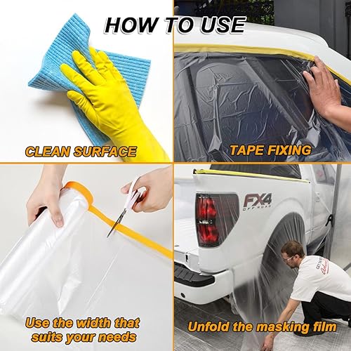 Miniatura 6 de LOSYHU Painters - Rollo de láminas de plástico de 5 x 65 pies, película protectora con cinta, paquete de 6 cintas y cortinas, cinta adhesiva para