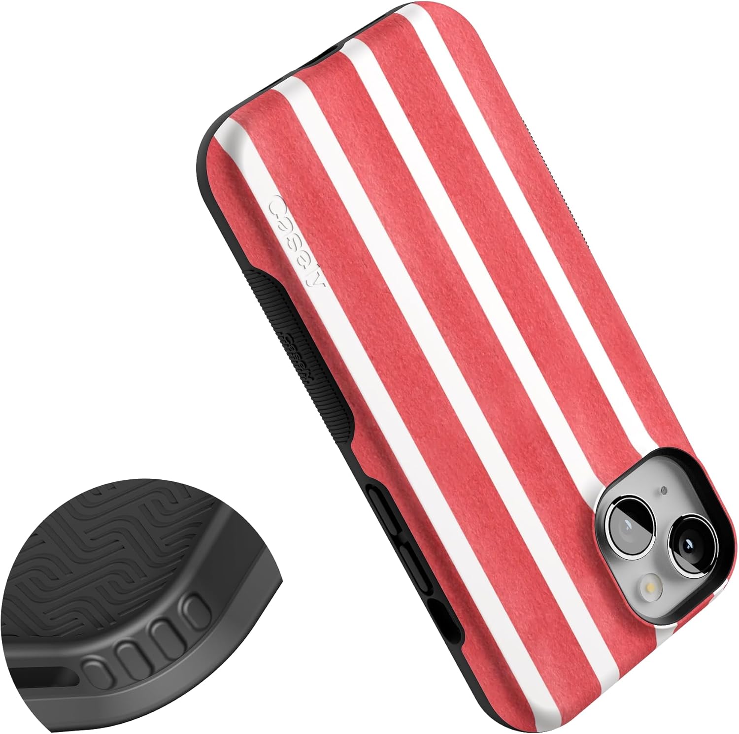 Casely iPhone 14 Case | East Coast Summer | Red Stripes | Bold Protective Design | Compatible with MagSafe