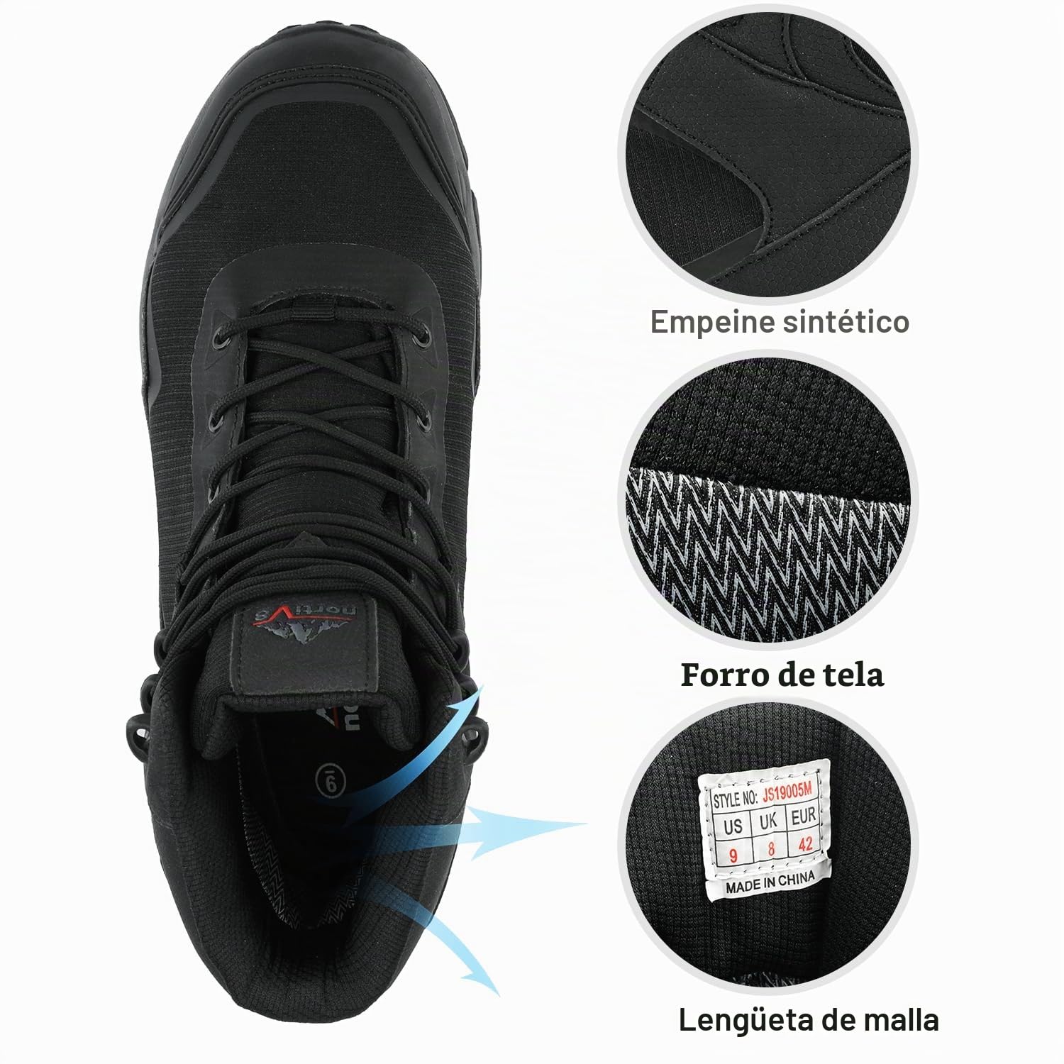 NORTIV 8 Botas de senderismo impermeables para hombre, ligeras, para senderismo, montañismo, camping