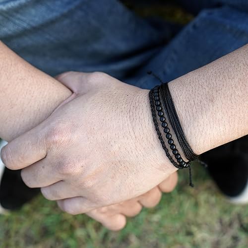 Miniatura 59 de Handmade Natural Stone Beaded Healing Bracelet Gift for Men Adjustable Rope String Bracelet (picasso jasper, Adjustable)