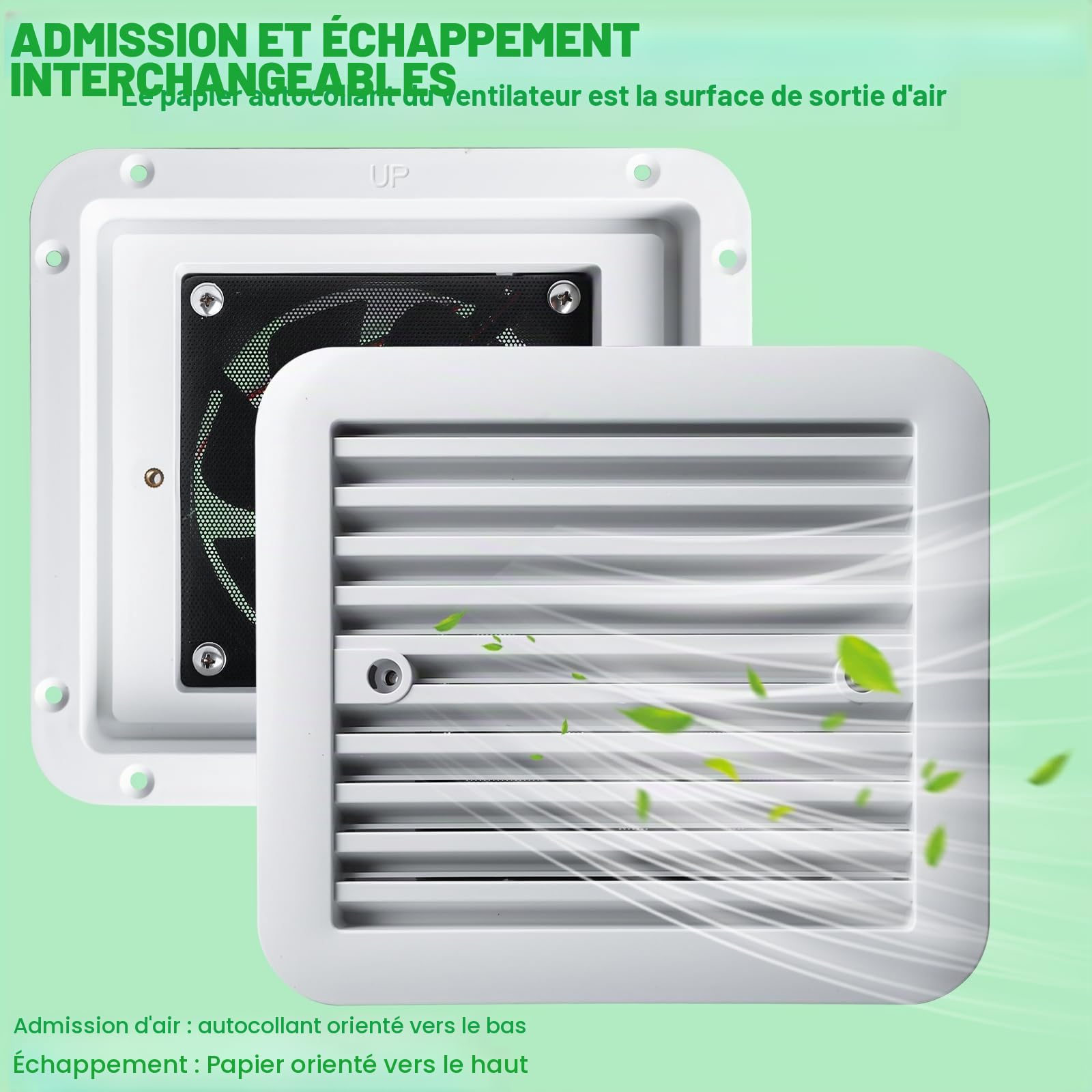 GBKDQQ Ventilateur d'extraction pour caravane, 12 V 2,4 W, ventilateur de toit, ventilateur latéral pour caravane, camping-car, remorque, blanc