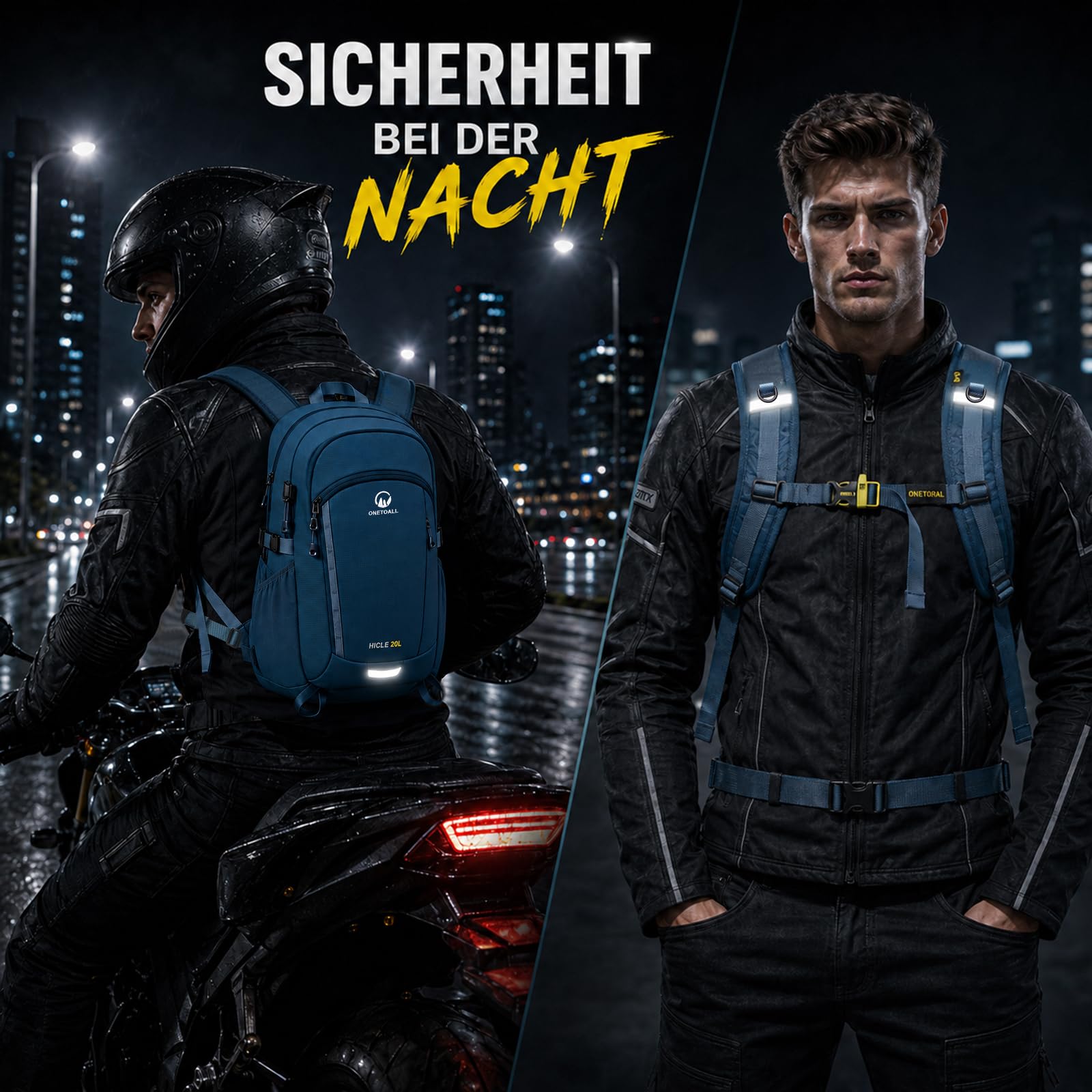 Wanderrucksack Damen & Herren 20L, Leichter Tagesrucksack Klein, Rucksack Wasserdicht mit Regenhülle für Tageswanderungen, Kurze Touren, Radfahren, Pendeln, Nur 510g