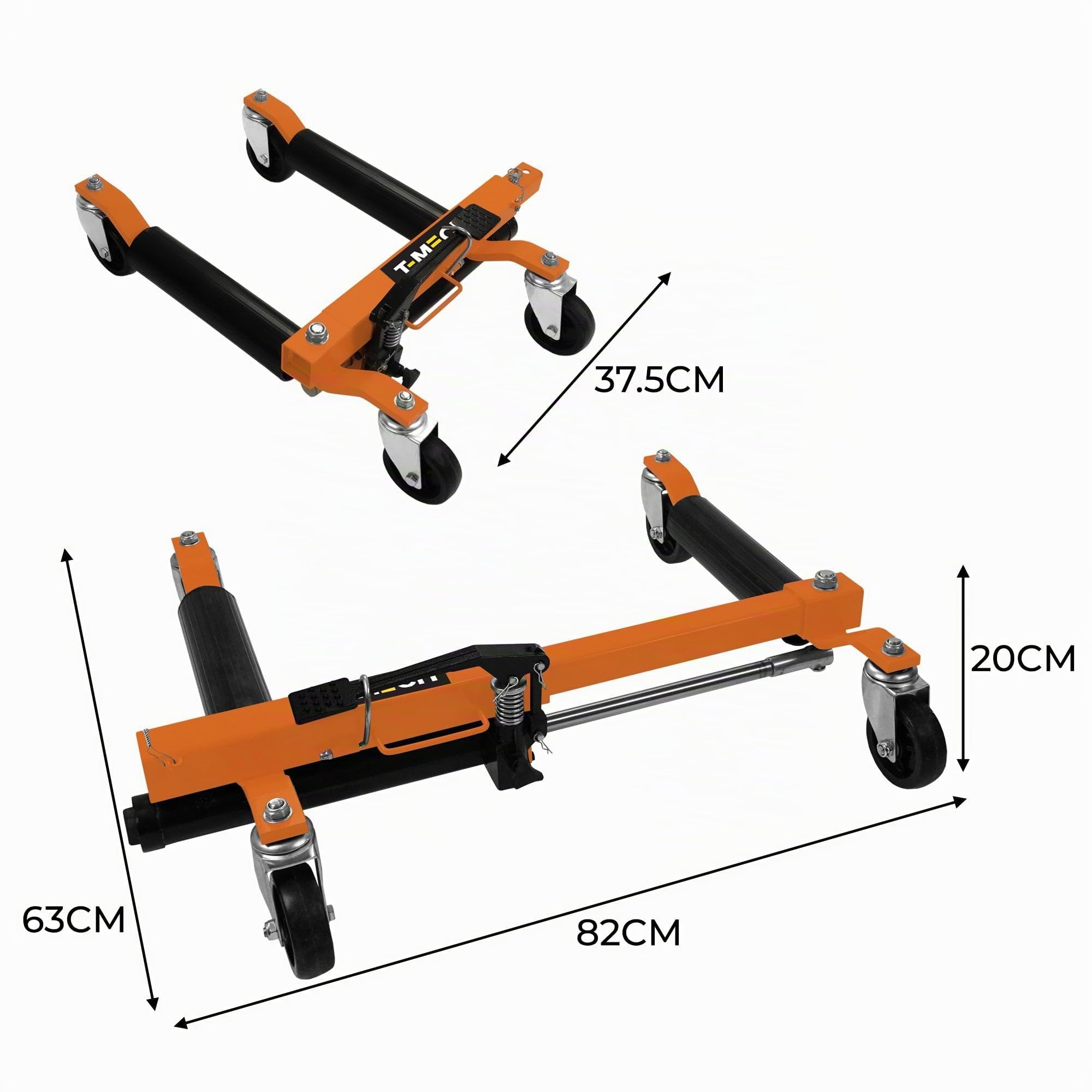 Lot de 4 Patins Hydrauliques Pour Roues de Véhicules Crics Chariot | Levage jusqu'à 30,5 cm | Supporte Pneus 25cm | Capacité de 680 kg/patin | Rotation de 360° | Réparation d'Automobiles Déplacement