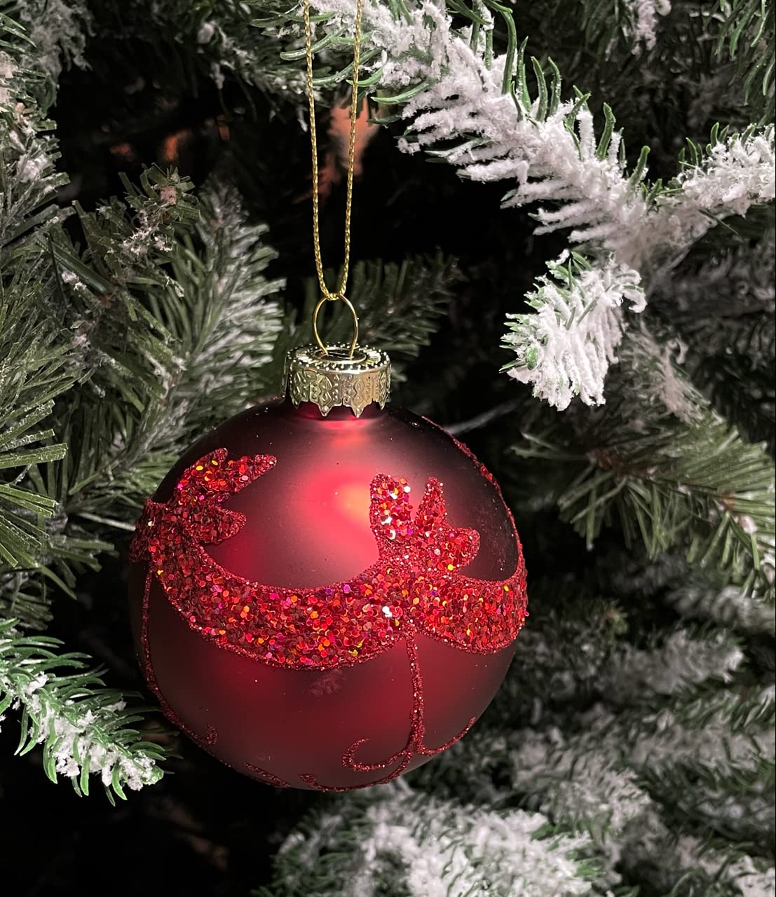 MC-Trend 12er Set edle Luxus Glas Weihnachtskugeln Ø 8cm Weihnachtsbaum Kugeln Christbaumkugeln Weihnachts Deko (ROT)