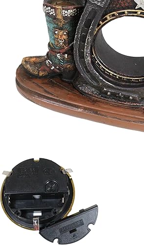 Miniatura 7 de Ebros Gift Country Western Star Lucky Horseshoe - Botas vaqueras de piel sintética turquesa con diseño de resina analógica para escritorio, 9.25