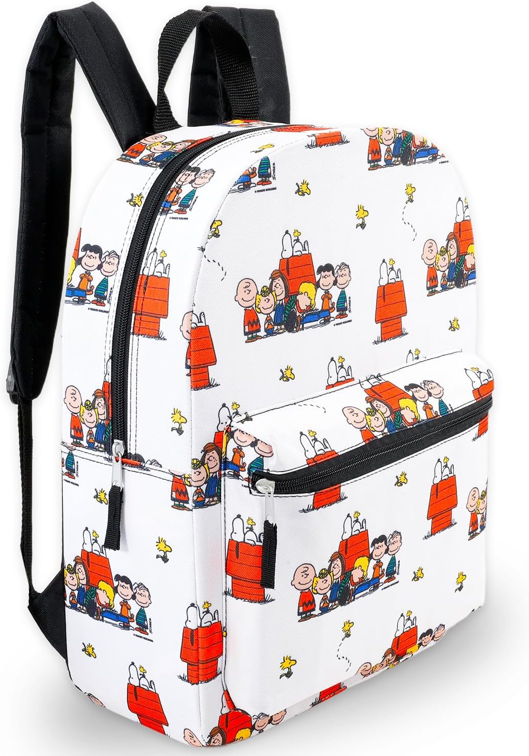 Peanuts Backpack with Lunch Box - Bundle with 16” Backpack Featuring Snoopy, Charlie Brown, More Plus Lunch Box, Water Bottle, Tattoos | Peanuts School Bag for Kids