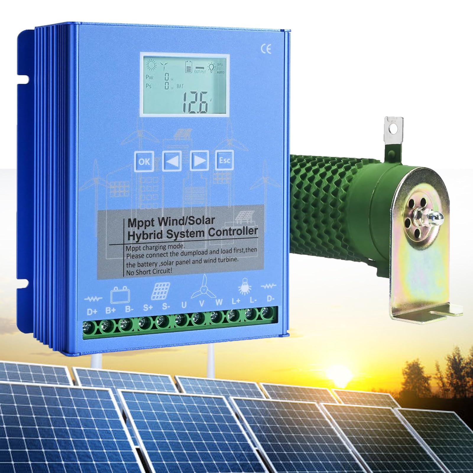 RoyceBee Wind Solar Hybrid Charge Controller 20000W, 12V/24V/48V Regulator MPPT Wind Solar Hybrid Boost Controller, for Wind Turbine Generator Charger Battery, Solar Controller,48V