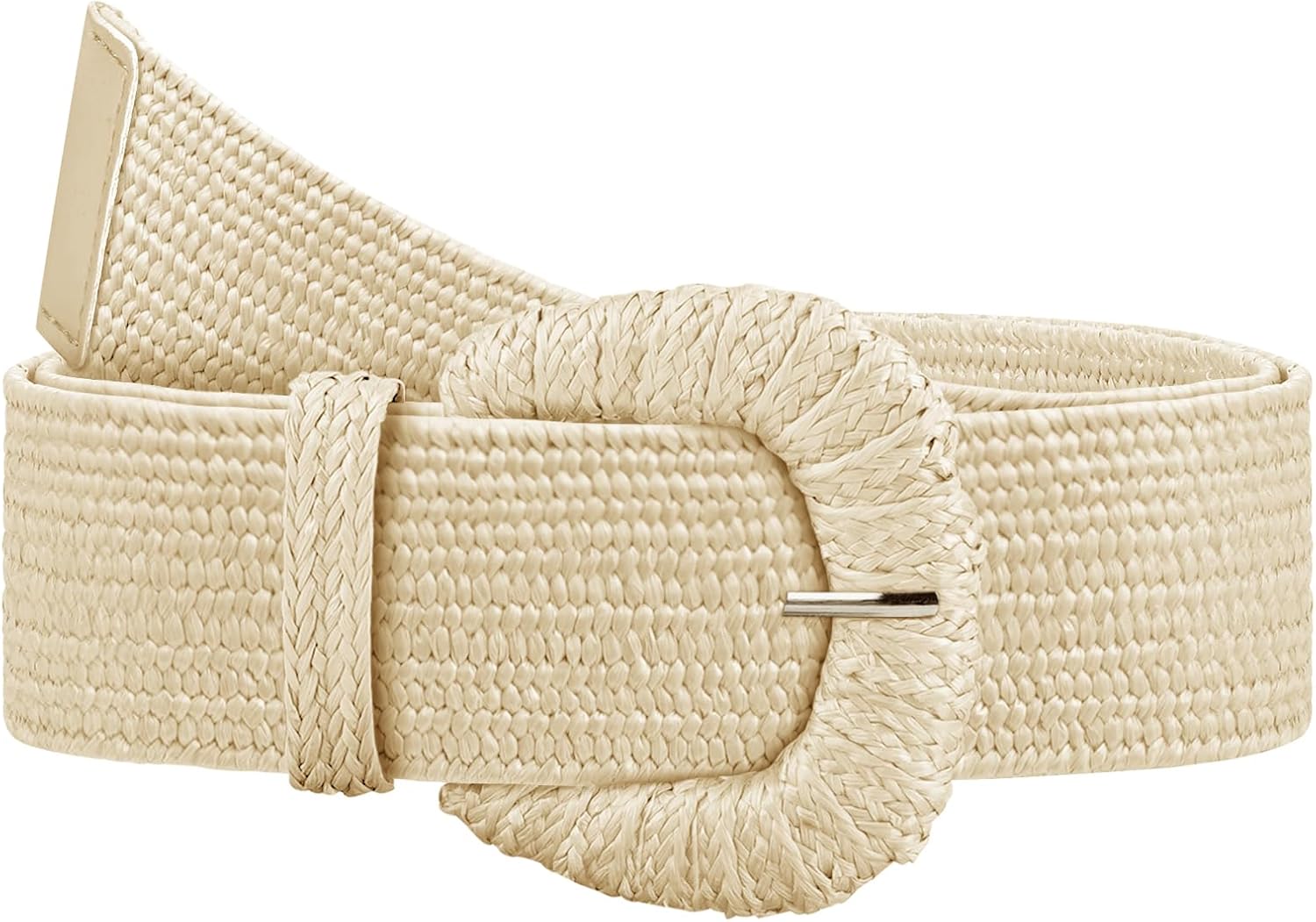 Straw Woven Elastic Belt for Women, Boho Braided Raffia Waist Belt, Stretch Rattan Belt for Summer Dresses