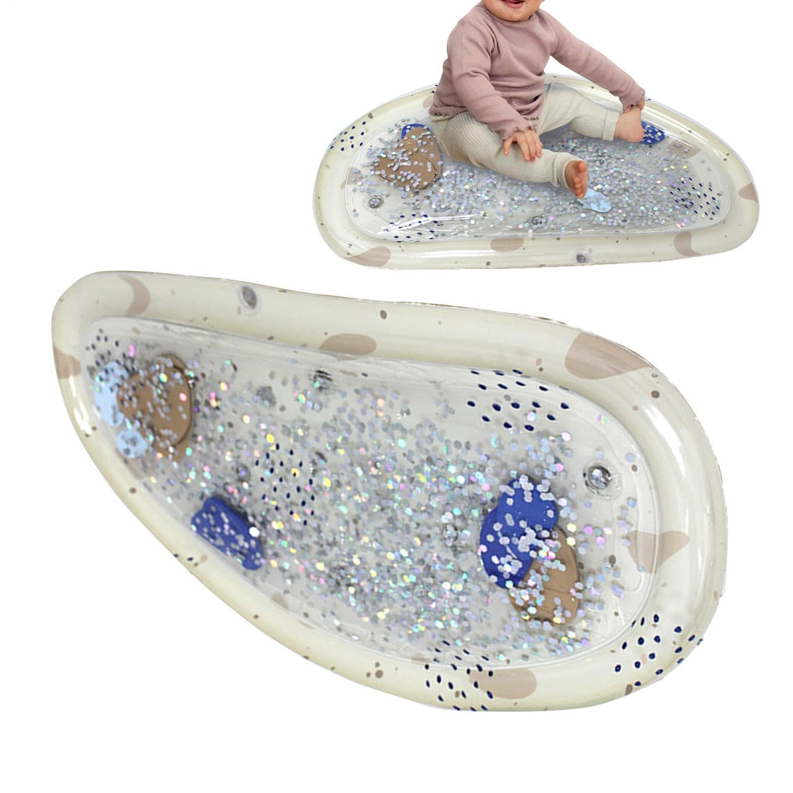 LED Tummy Time Water Mat, Inflatable Glitter Water Play Mat With Lights, Funny Tummy Time Toys Sensory Mats For Babys Indoor, Bpa Free