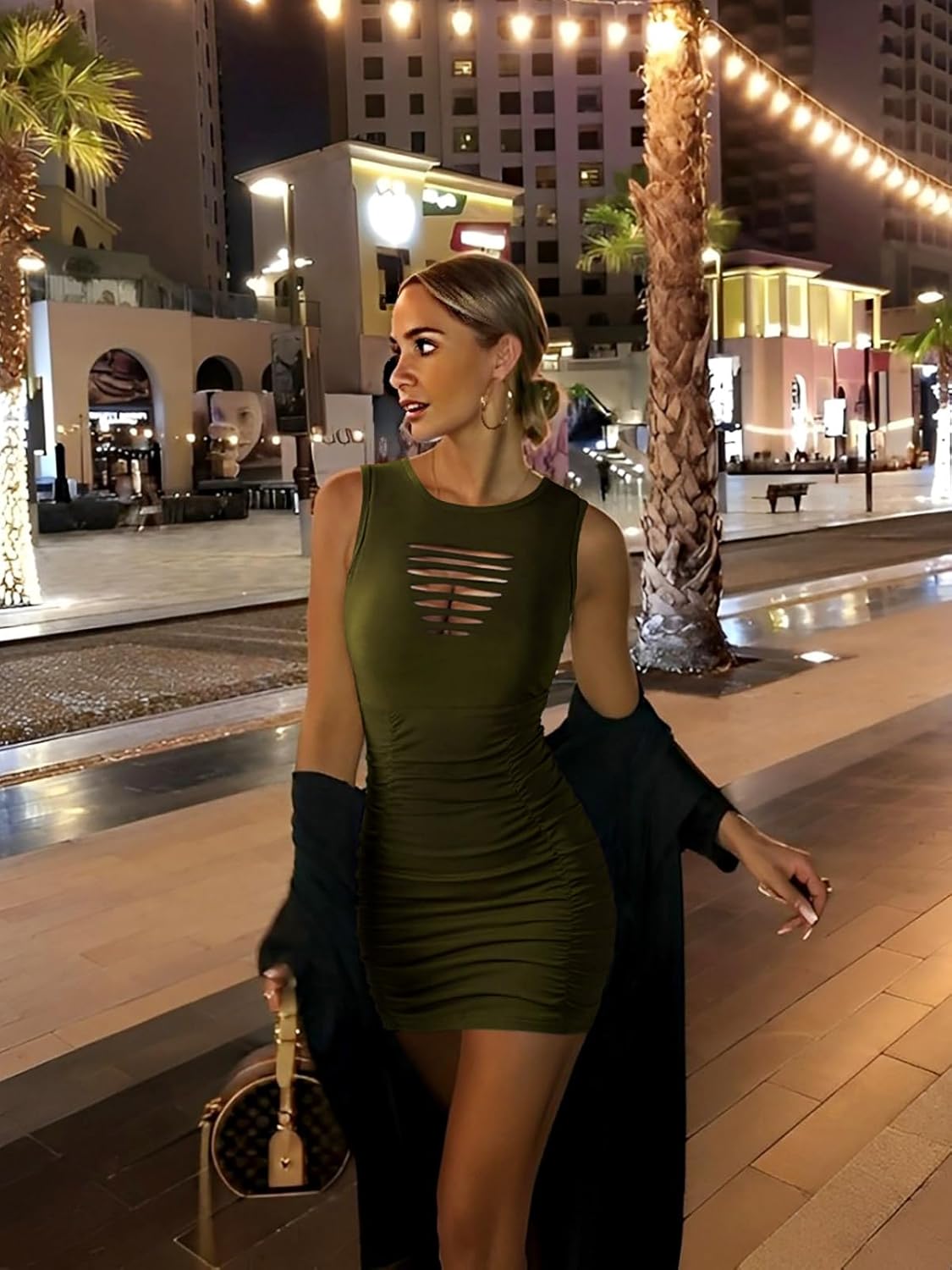 Women 2026 Sexy Summer Bodycon Ruched Party Club Mini Dress Sleeveless Cutout Tight Date Night Tank Short Dresses - Image 4