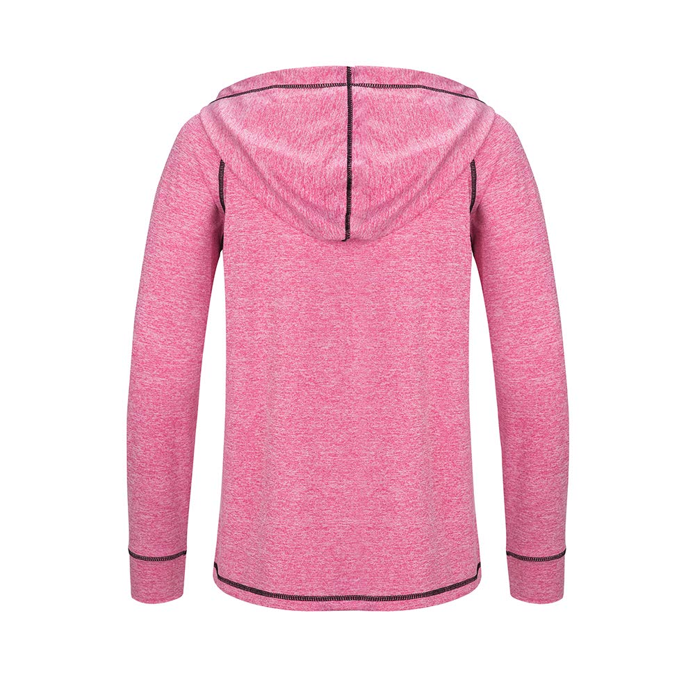 LolaRun Women M-2X Comfort Athletic Space dye Solid Pocket Zip Long Sleeve Hoodie Jacket Running Yoga (Pink, M/L)