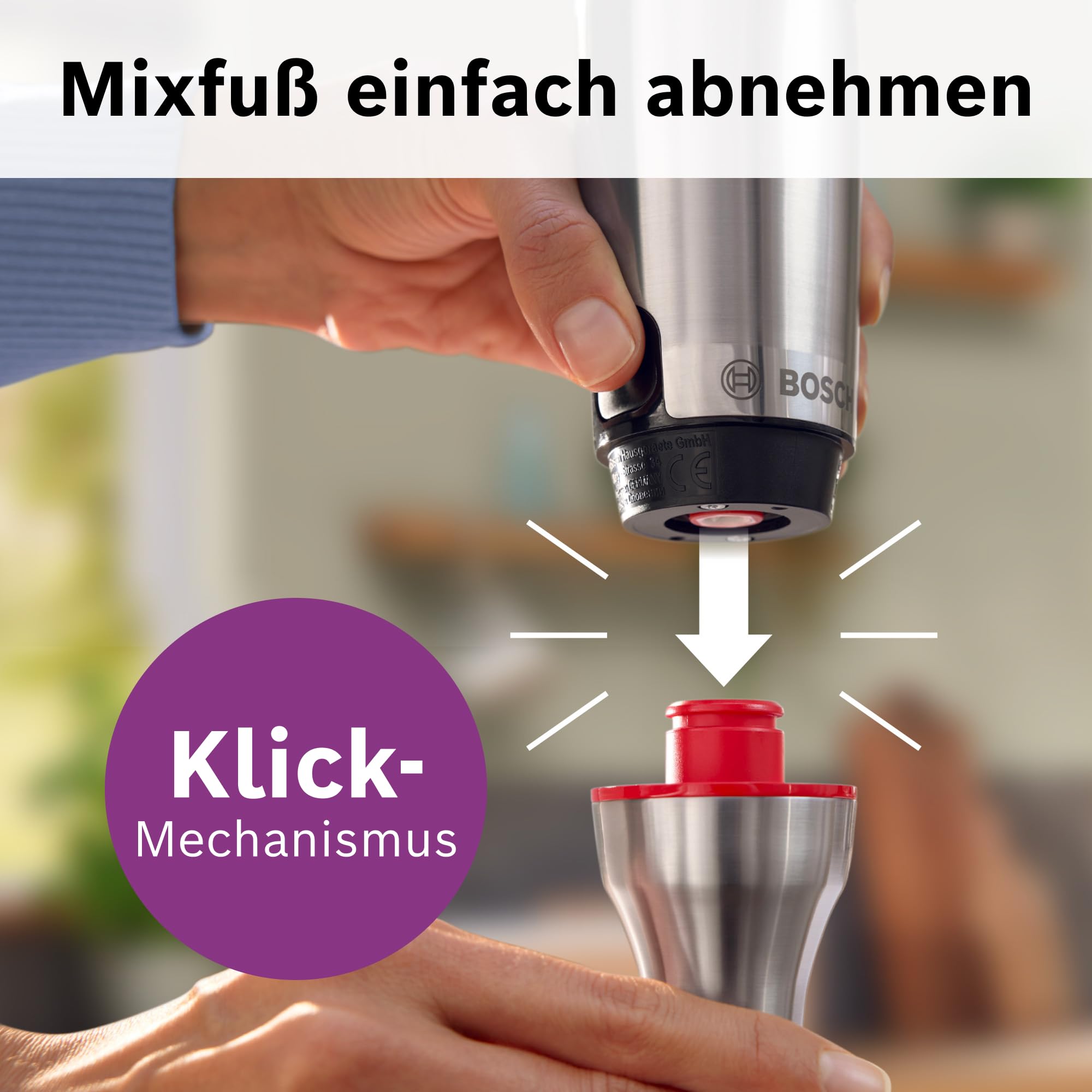 Bosch Stabmixer, Mixbecher, Universalzerkleinerer, Edelstahl Klingen, spülmaschinenfest, Spiralkabel, 1500 Watt, ErgoMaster Serie 8 MSM8M930